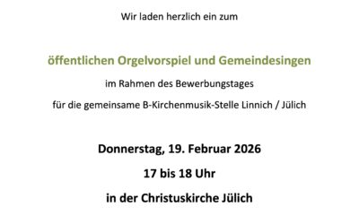 Vorstellungstag des Bewerbers auf die B-Kirchenmusikstelle Linnich / Jülich